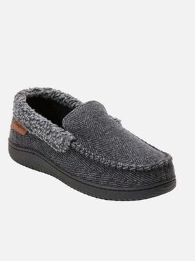 dearfoams Men's Charcoal Herringbone Slip-On Slippers sizes 11-12